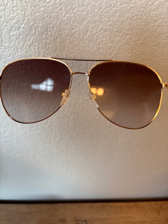 Longchamp Gold Aviator Sunglasses with Brown Gradient Lenses